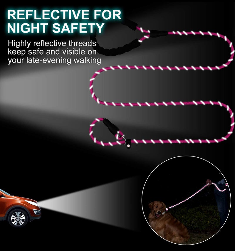 TagME Slip Leads for Dogs, 6 FT Heavy Duty Slip Leash with Padded Handle, Strong Rope No Pull Pet Training Leash for Small Dogs,Pink - Image 5